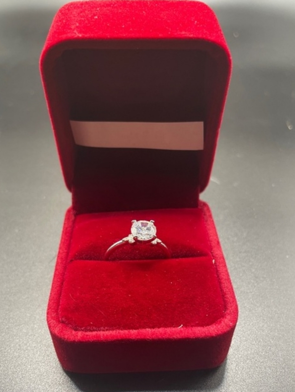 Classic Solitaire Silver Engagement Ring in White
